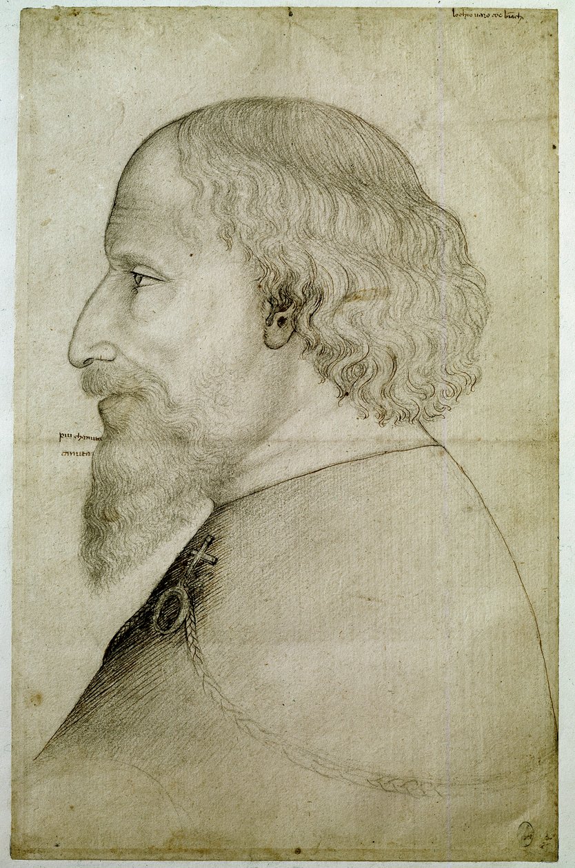Kaiser Sigismund von Luxemburg (1368-1437), im Profil nach links. Zeichnung von Antonio di Puccio Pisano dit Pisanello (vor 1395-1455) von Antonio Pisanello