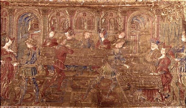 Die Verurteilung des Herodes, Wandteppich mit Szenen aus dem Leben des Heiligen von Antonio Pollaiuolo