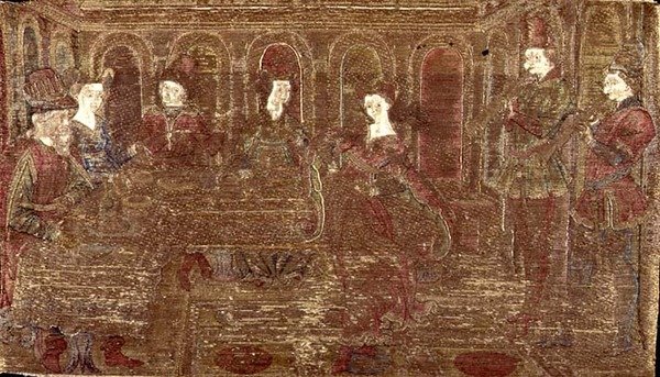 Der Tanz der Salome, Wandteppich mit Szenen aus dem Leben des Heiligen von Antonio Pollaiuolo