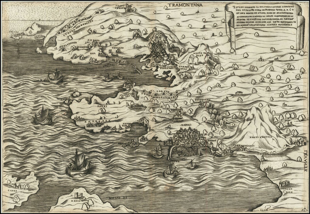 Antonio Salamanca 1538 Il Vero Disegnio In Sui Propio Luogho Ritratto Del In Felice Paese Di Posuolo Quale E. M. 60 et del Monte di Nuovo Nato In Mare Et In Terra , , , 29 de Setenbre 1538 von Antonio Salamanca