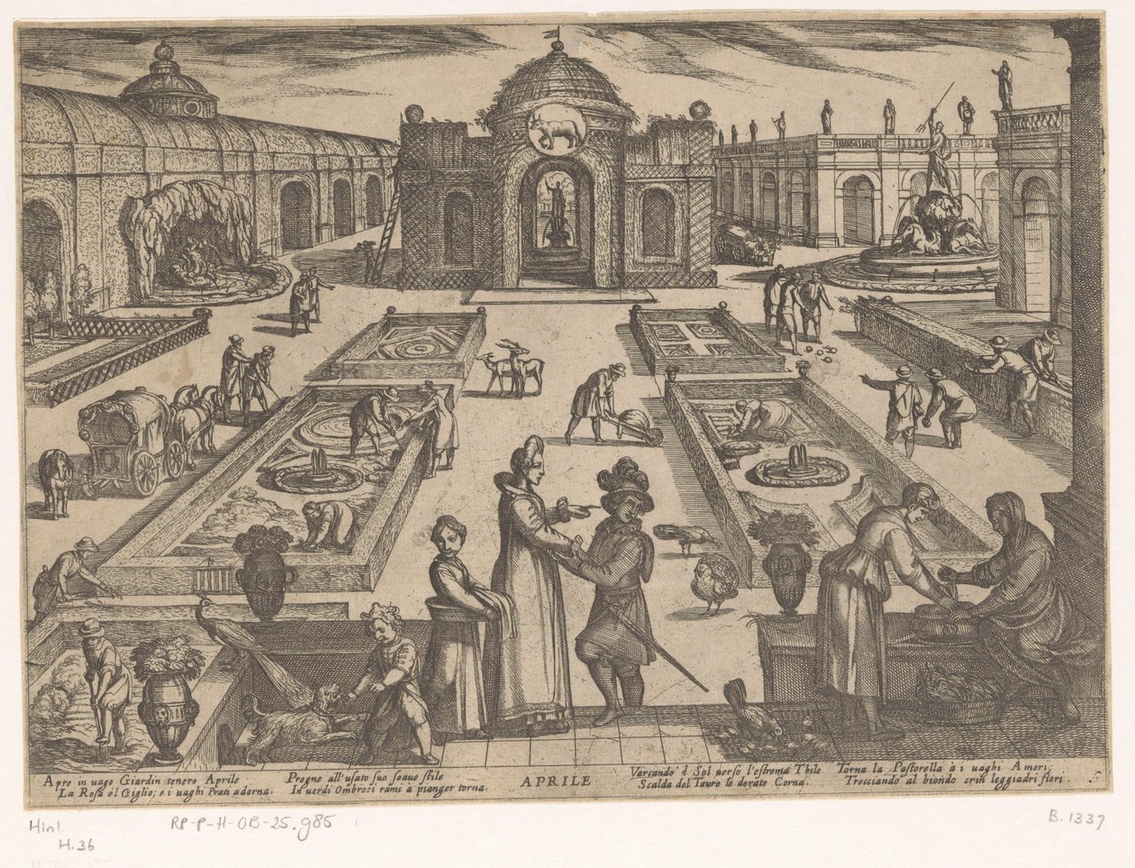 April: ein Garten (Stier) von Antonio Tempesta