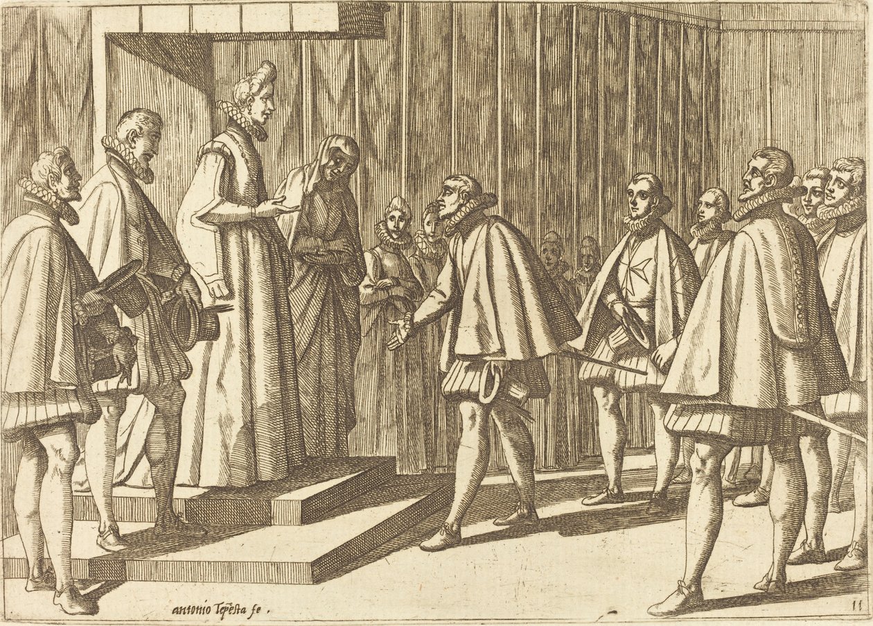 Italienischer Prinz vor Margarete von Österreich von Antonio Tempesta