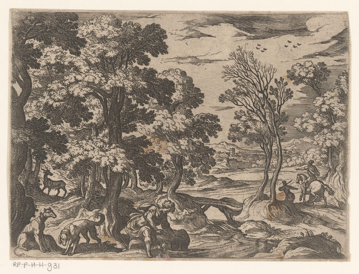 Landschaft mit Narziss von Antonio Tempesta