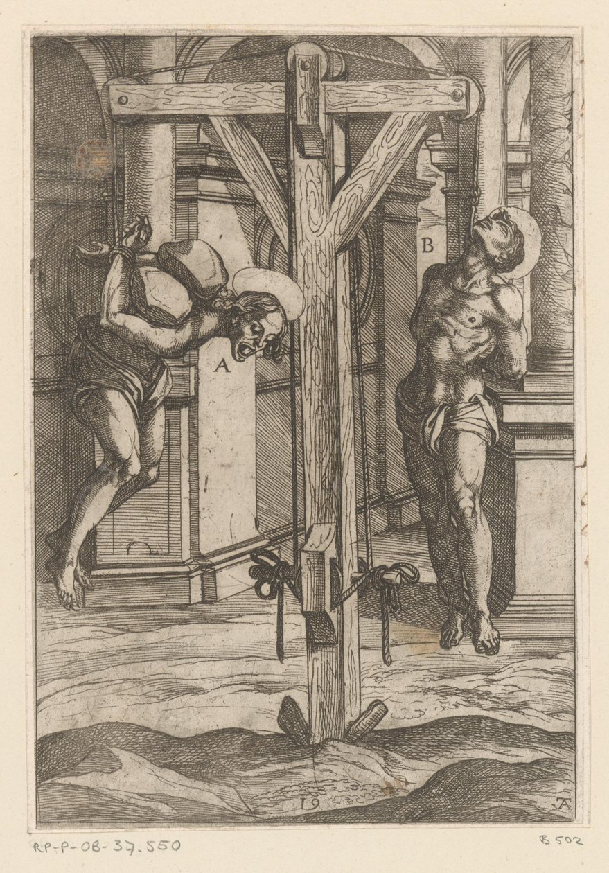 Kreuzigung Martyrien christlicher Märtyrer (Serientitel) Varia tormentorum et supplicioru crudelium (...) (Serientitel) von Antonio Tempesta
