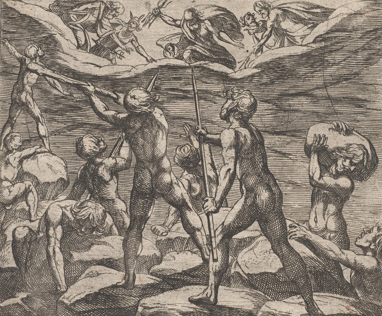Tafel 6: Die Riesen versuchen, den Olymp zu stürmen Gigantomachia, aus Ovids 