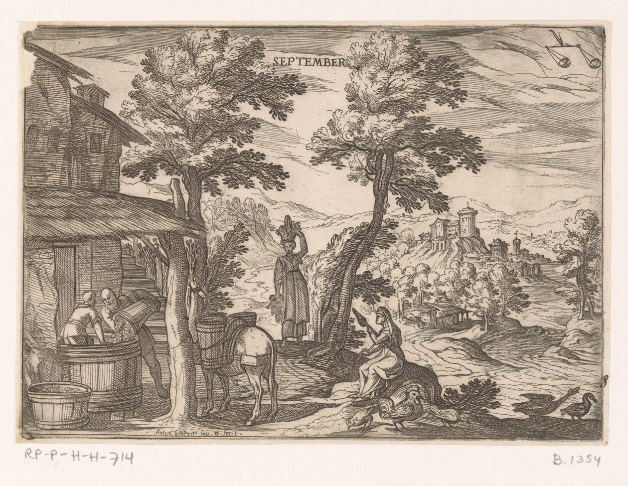 September: Weinherstellung (Waage) von Antonio Tempesta