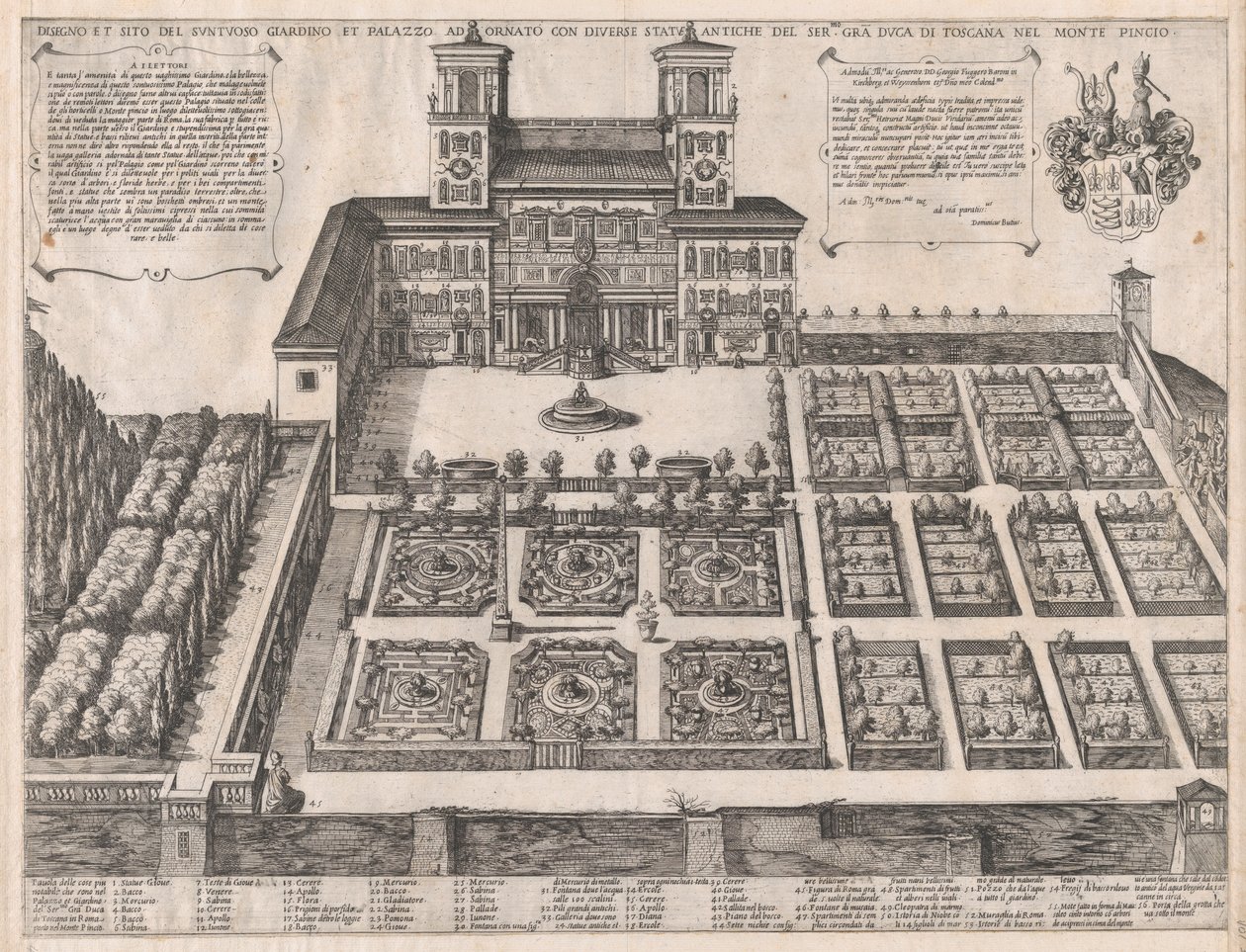 Speculum Romanae Magnificentiae: Monte Pincio Palast und Gärten, Mitte bis Ende 16. Jahrhundert von Antonio Tempesta