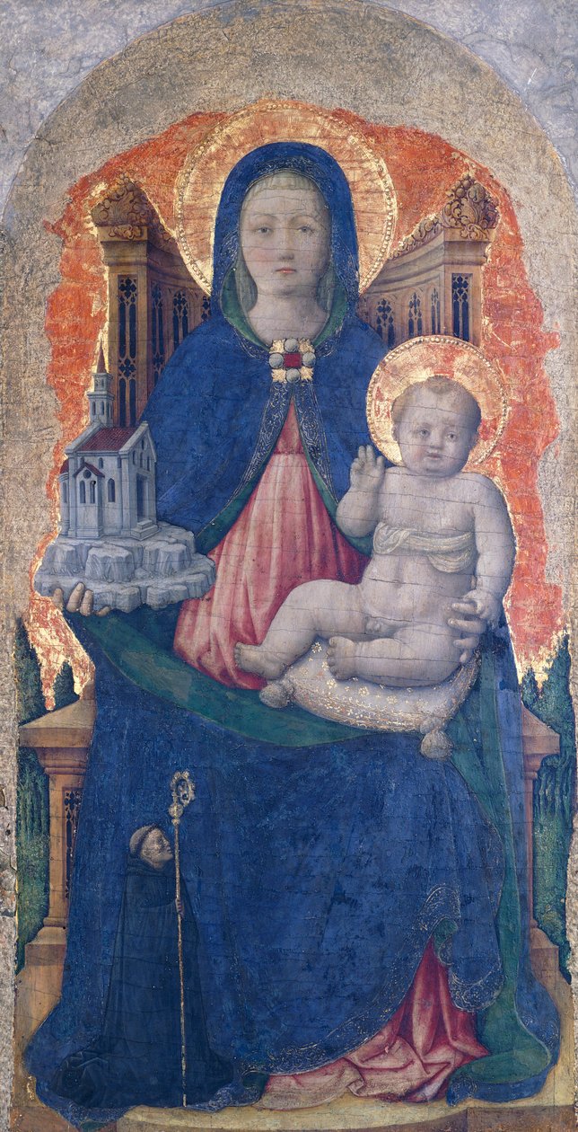 Madonna mit Kind, Detail des Praglia-Altarbildes, von Antonio Vivarini von Antonio Vivarini