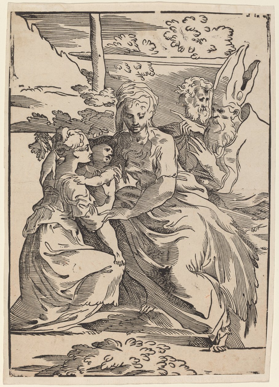 Die Heilige Familie mit zwei Heiligen von Antonio da Trento after Parmigianino