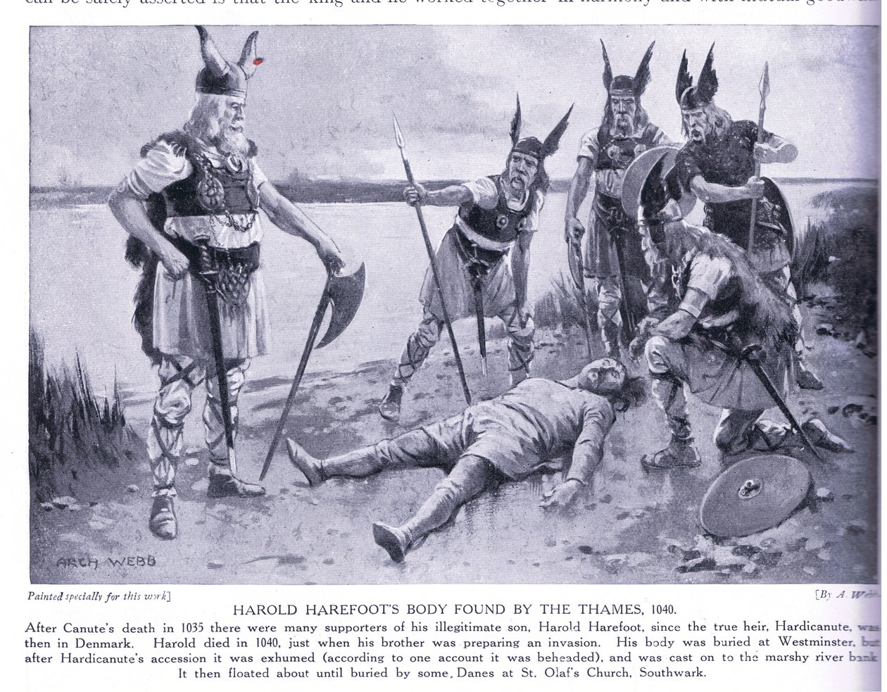 Harold Harefoots Leiche am Ufer der Themse gefunden, 1920er Jahre von Archibald Webb