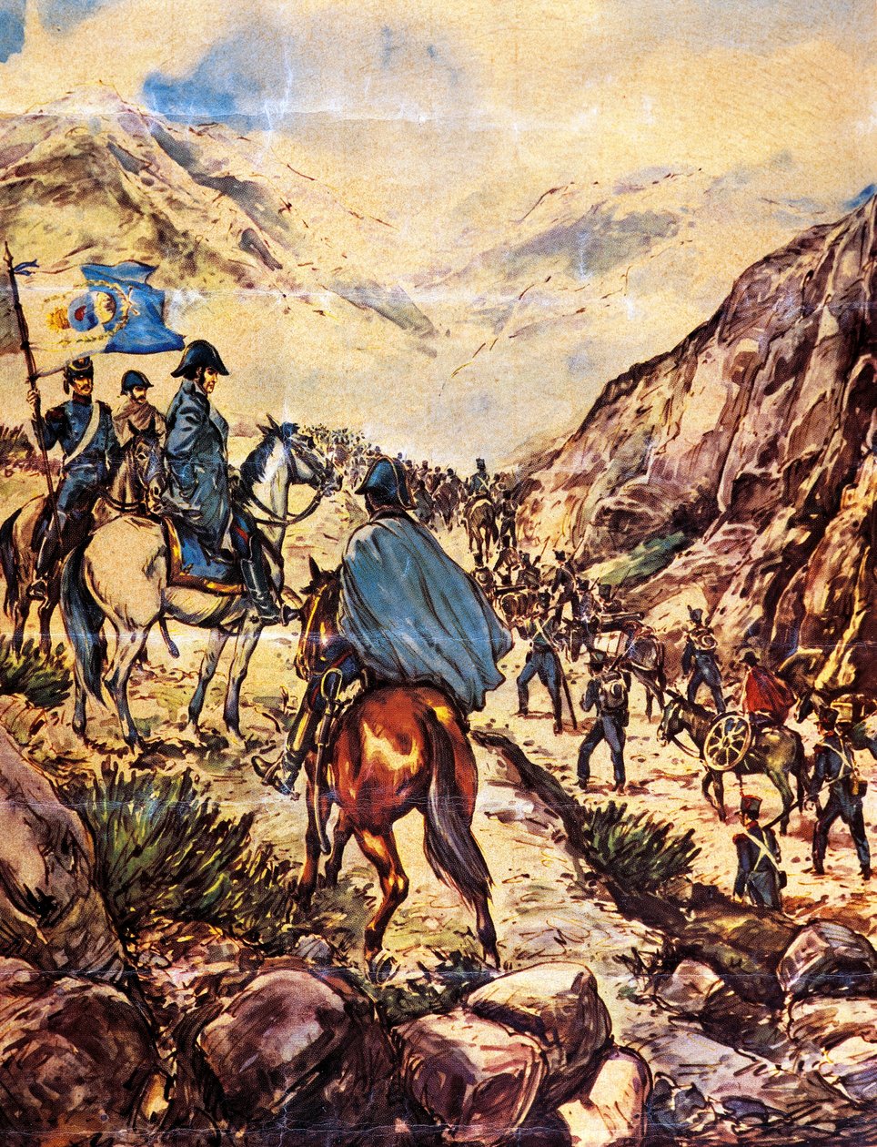 General José de San Martín, auch bekannt als der Befreier des Südens, überquert mit seiner Armee die Anden in Richtung Peru von Argentinian School