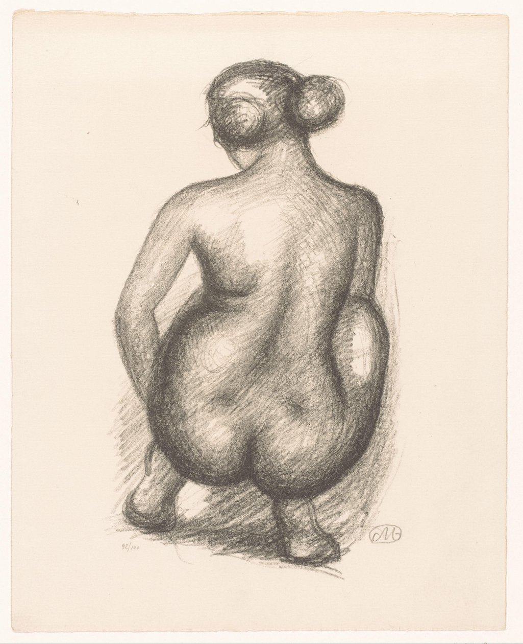 Hockende nackte Frau von hinten gesehen von Aristide Maillol (signed by artist)