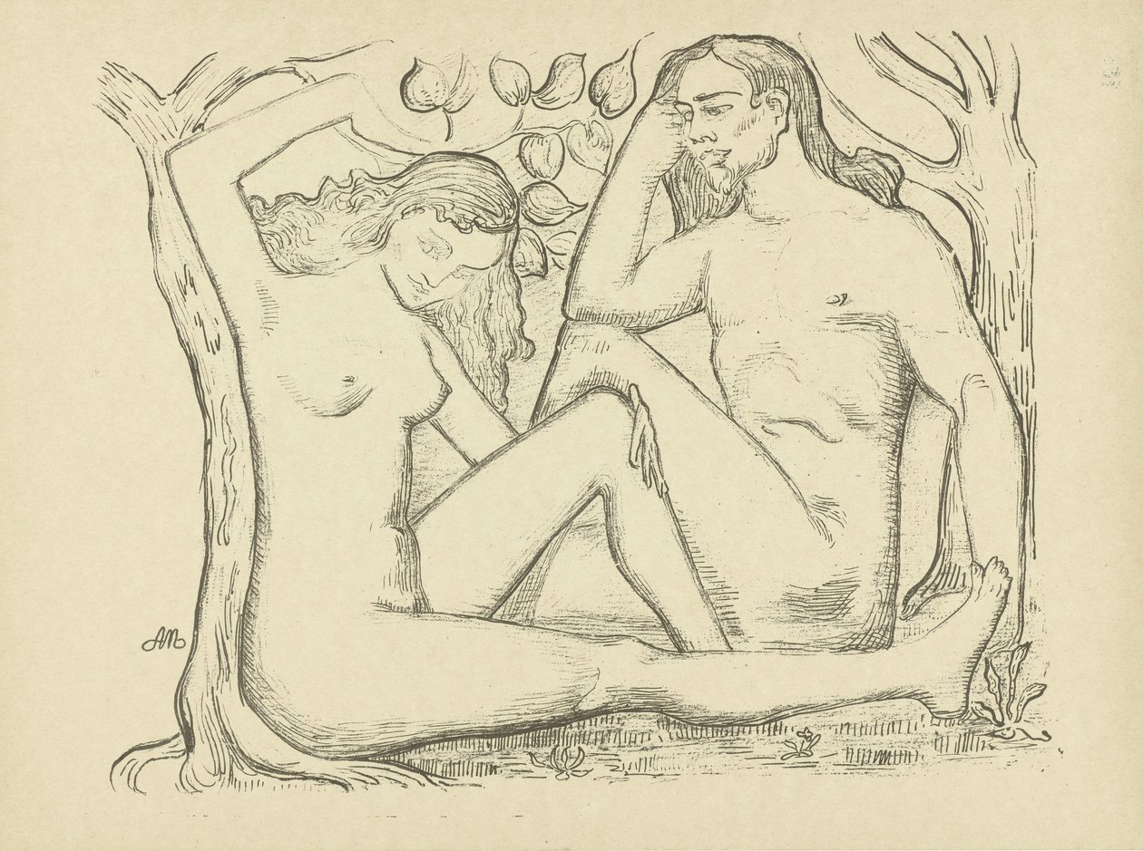 Adam und Eva sitzen bei einem Baum von Aristide Maillol