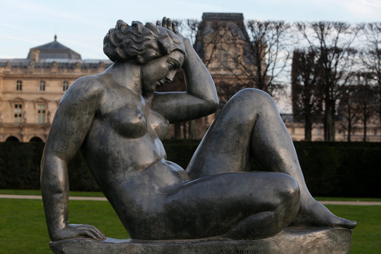 Jardin des Tuileries, Aristide Maillol, Montagne 1937 (Blei), Paris, Frankreich (Foto) von Aristide Maillol