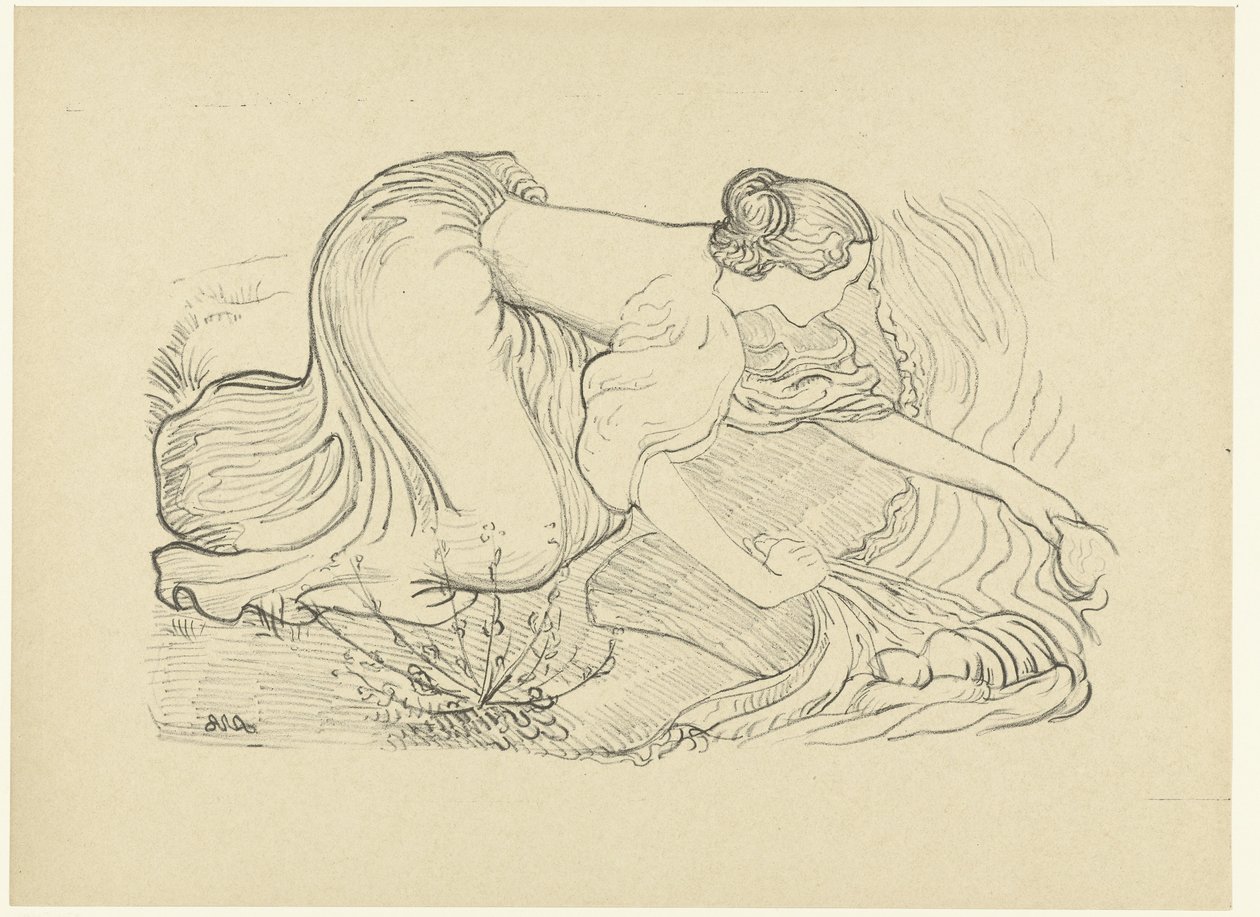 Wäscherin kniet am Ufer von Aristide Maillol