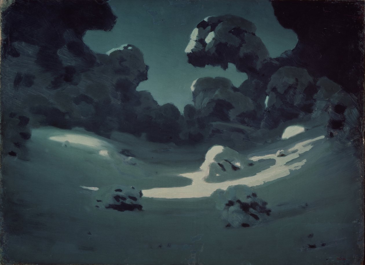 Mondlichtflecken im Wald. Winter, 1898-1908 von Arkhip Ivanovich Kuindzhi