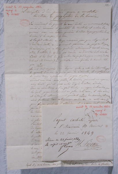 Brief, der Fizeaus Experimente zur Bestimmung der Lichtgeschwindigkeit beschreibt von Armand Hippolyte Louis Fizeau