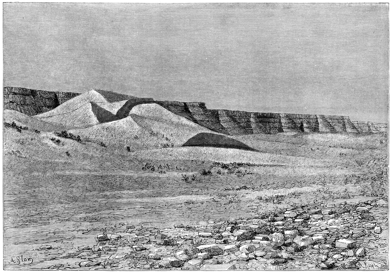 Klippen des Igharghar, aufgenommen vom Norden von Temassinin, ca. 1890 von Armand Kohl