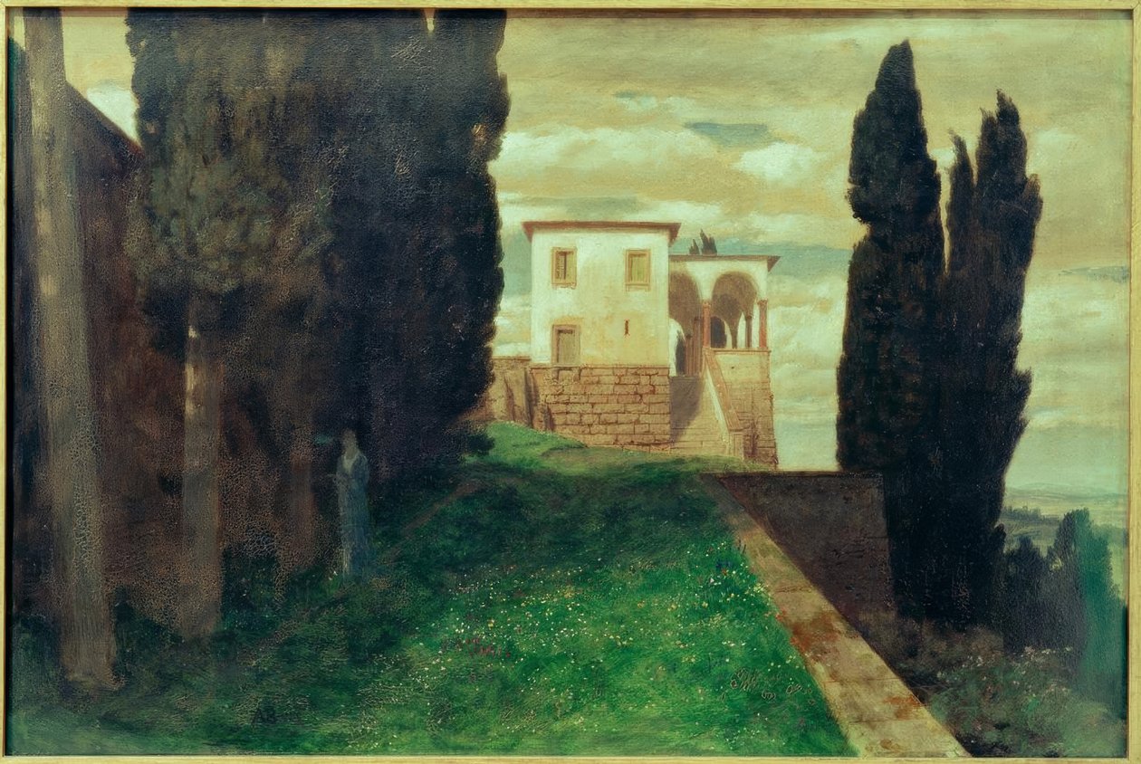 Italienische Villa im Frühling von Arnold Böcklin