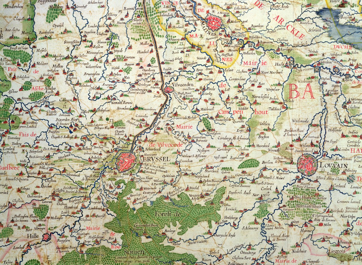 Karte von Belgien zur Zeit des Dreißigjährigen Krieges (1618-48), aus dem 