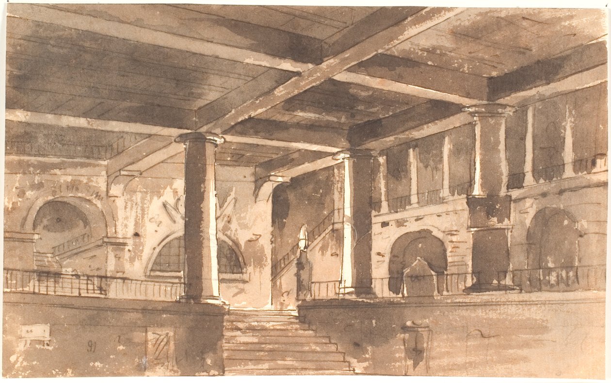 Vorhalle mit Treppe, Säulen und Gewölben von Aron Wallick
