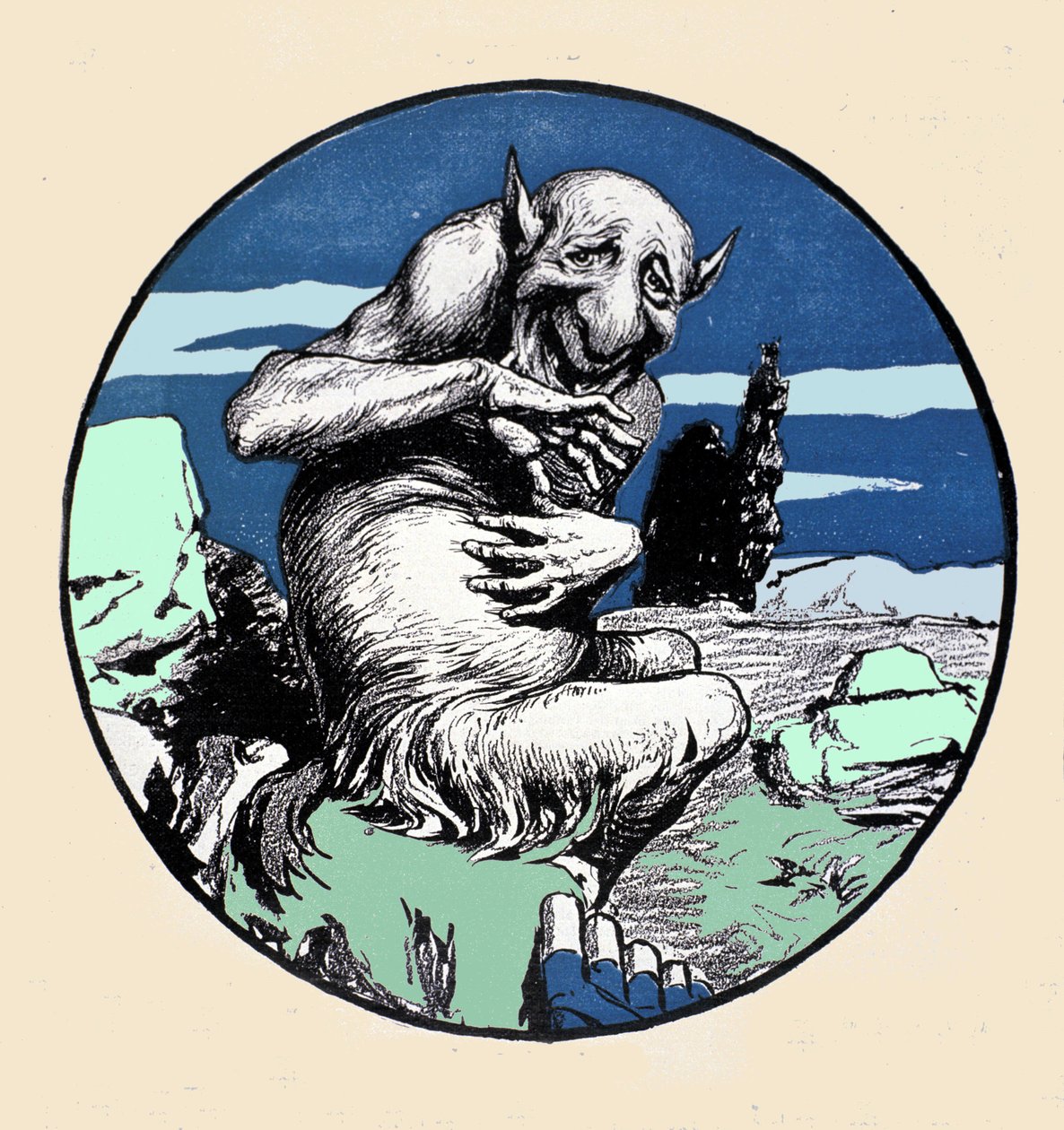 Der Gott Pan, halb Ziege halb Mensch. Illustration von Arpad Schmidhammer für Jugend von Arpad Schmidhammer