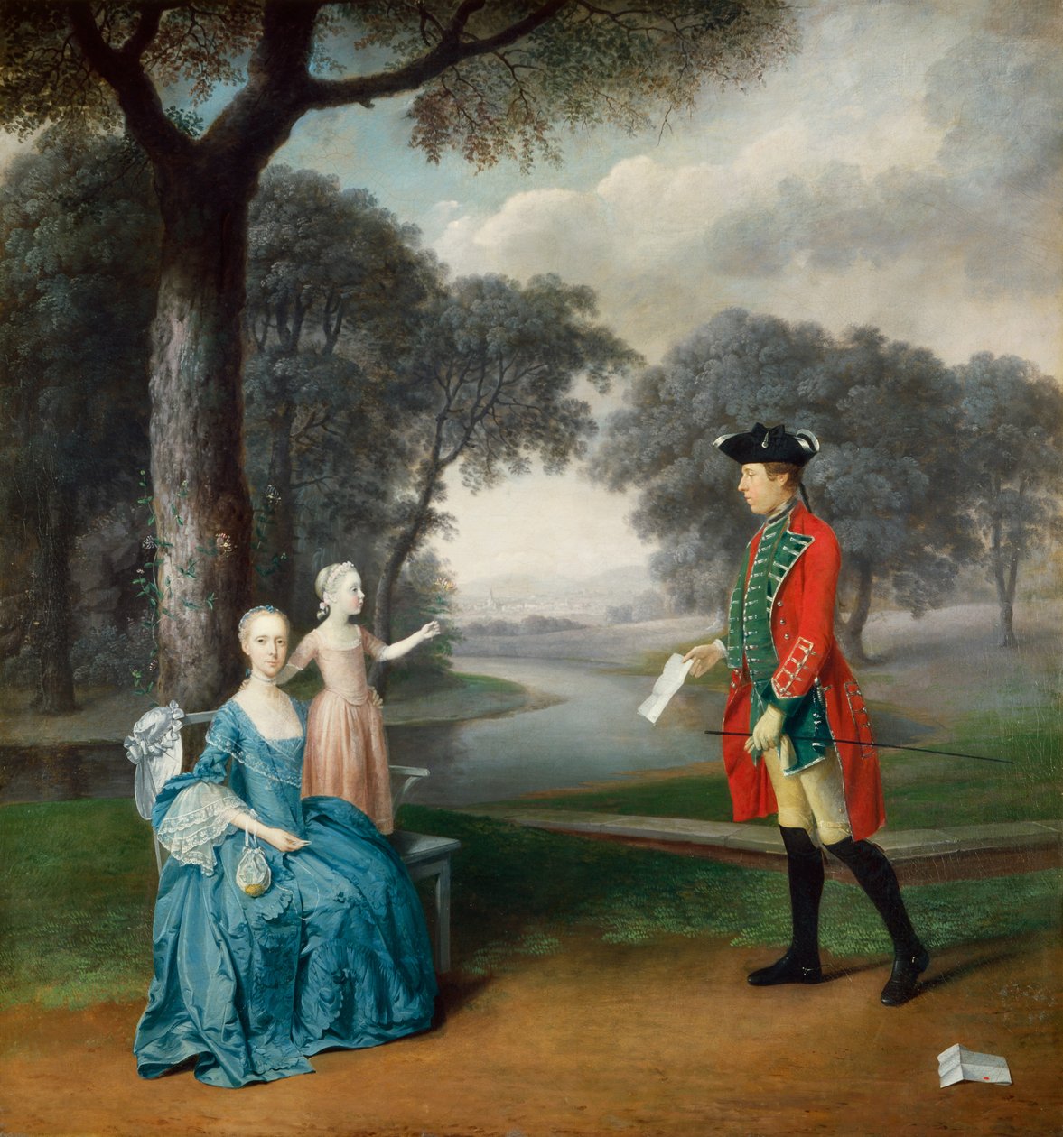 Francis Vincent, seine Frau Mercy und Tochter Ann, von Weddington Hall, Warwickshire, 1763 von Arthur Devis