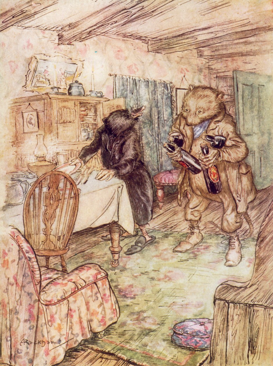Illustration für Der Wind in den Weiden von Kenneth Grahame von Arthur (after) Rackham