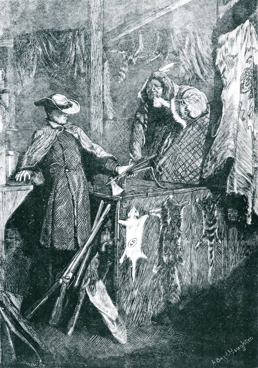 Handel mit den Indianern in den westlichen Staaten Amerikas, graviert von Joseph Swain (1820-1909), 1871 von Arthur Boyd Houghton