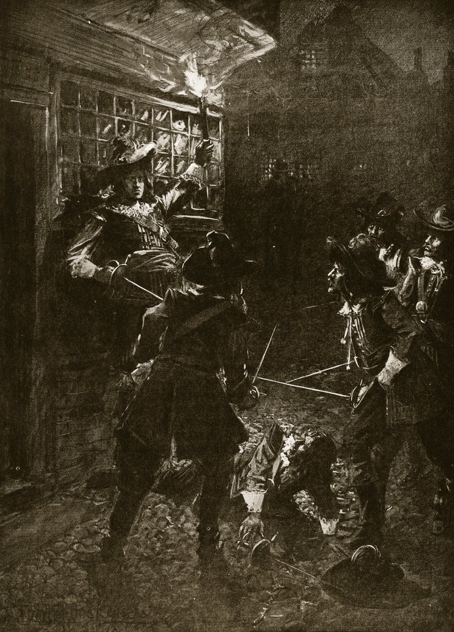 Die Anhänger von König Karl II. greifen Sir John Coventry an, 1670, Illustration aus Hutchinsons 