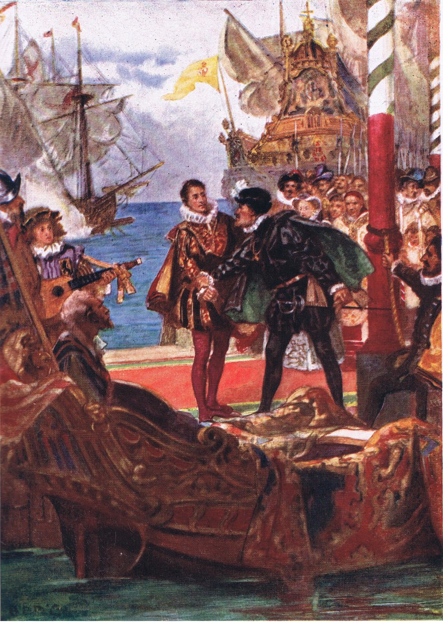 Nein, nicht die Stände, kauft ihr, ihr, ihr, Illustration aus Romance of History: The Netherlands, 1920er Jahre von Arthur David McCormick