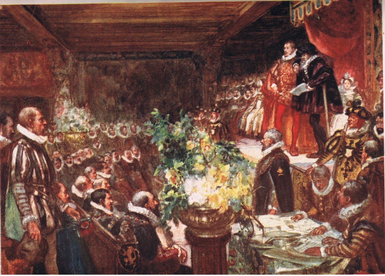 Der Kaiser kam, gestützt auf die Schulter eines großen, hübschen Jungen, Illustration aus Romance of History: The Netherlands, 1920er Jahre von Arthur David McCormick