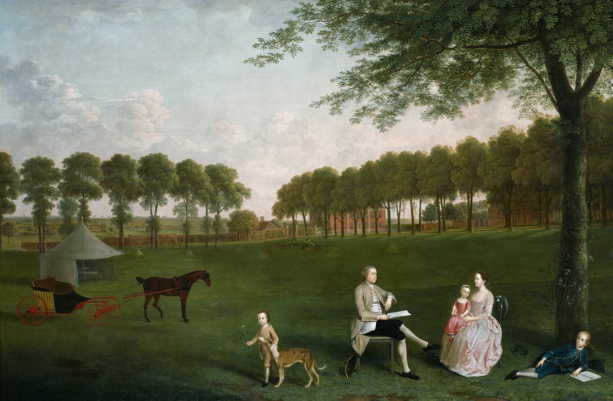 Sir John Shaw und seine Familie im Park von Eltham Lodge, Kent, 1761 von Arthur Devis
