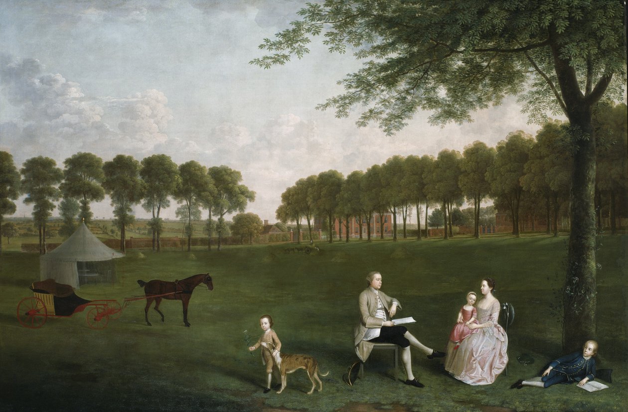 Sir John Shaw und seine Familie im Park von Eltham Lodge, Kent, 1761 von Arthur Devis