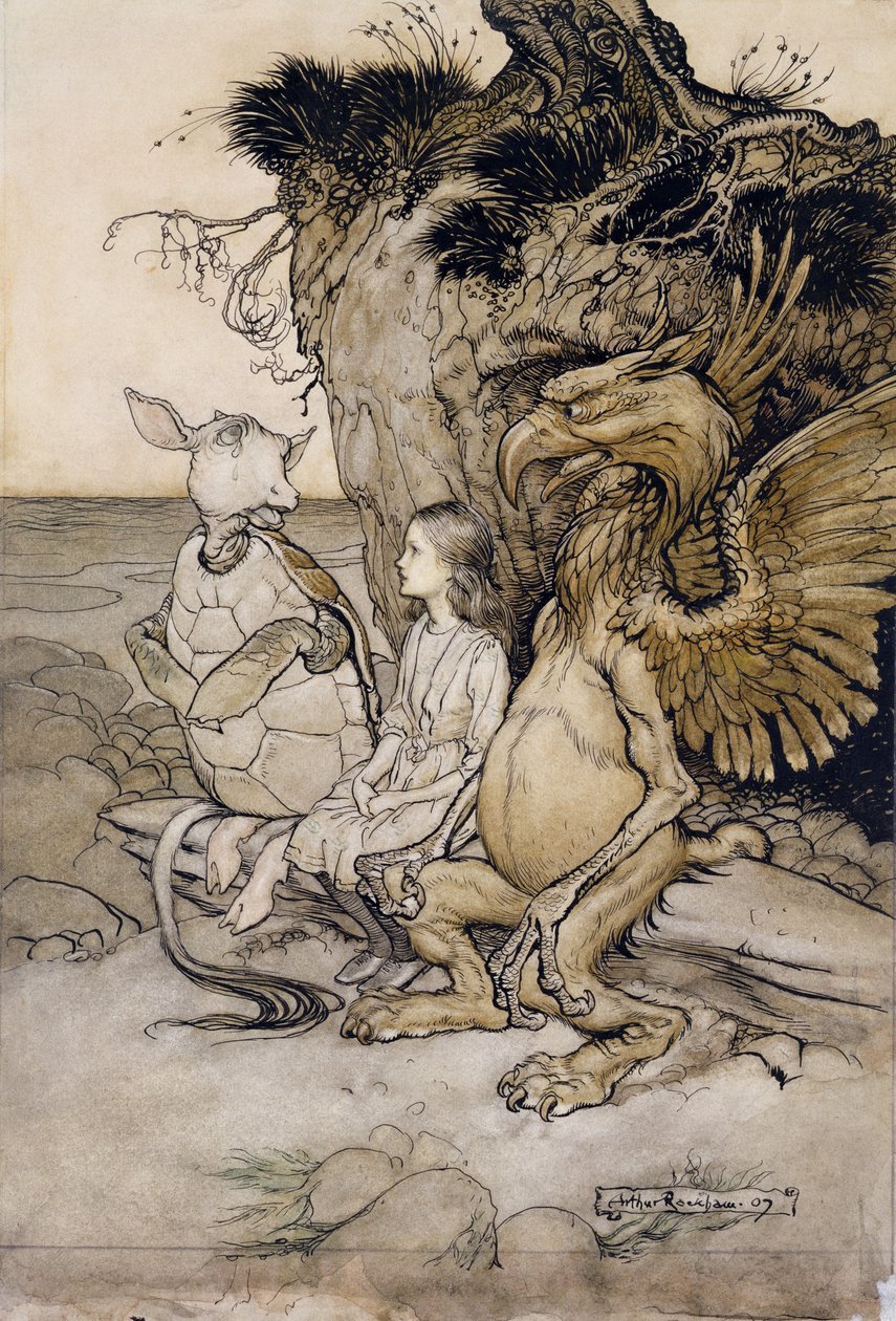 Alice und die falsche Schildkröte, Illustration aus Alice im Wunderland, 1907 von Arthur Rackham
