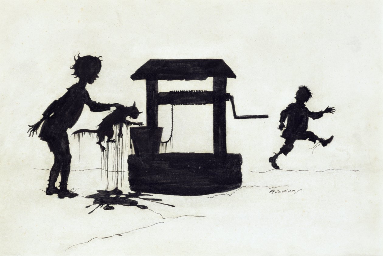Ding Dong Bell, Illustration aus Mother Goose: The Old Nursery Rhymes, veröffentlicht 1913 von Arthur Rackham