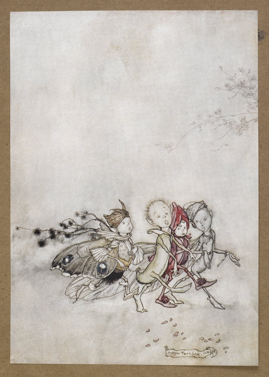 Eintritt von Peaceblossom, Cobweb, Moth und Mustardseed. Eine Szene aus 