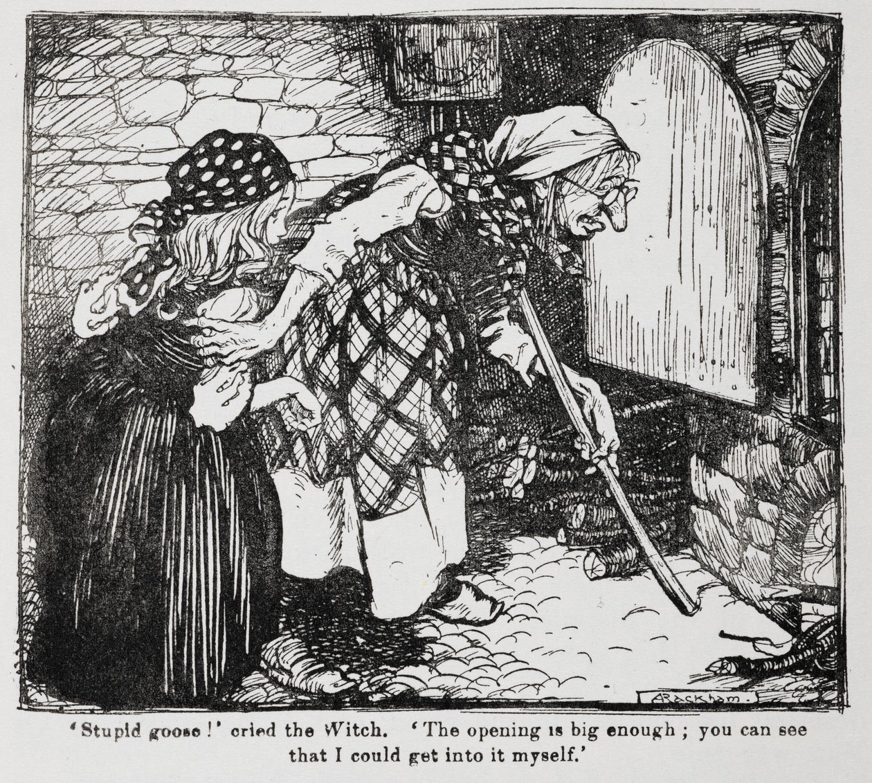 Gretel und die alte Hexe am Ofen aus 