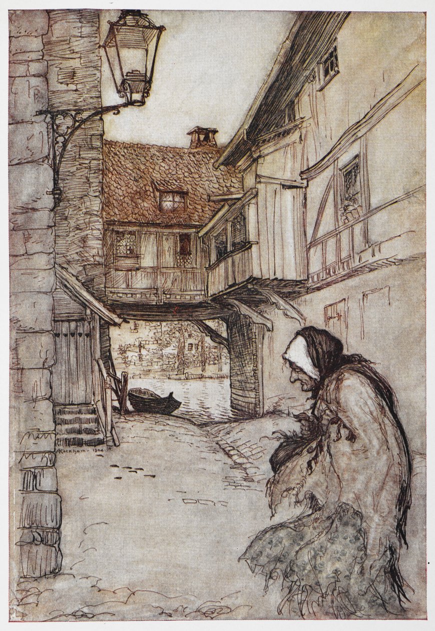 Illustration aus Der Strohhalm, die Kohle und die Bohne von Arthur Rackham