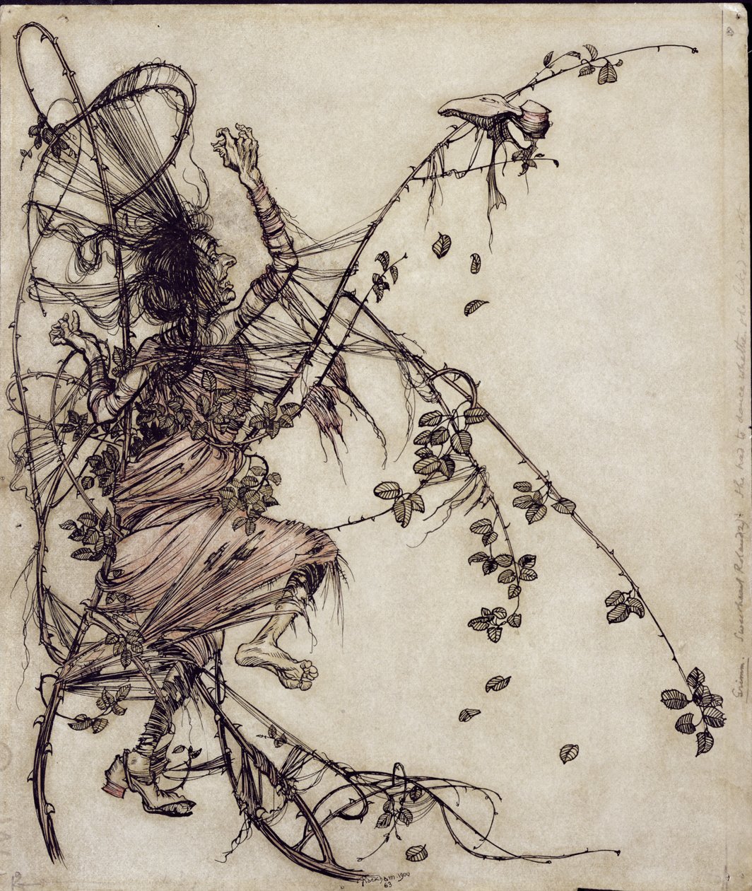 Liebster Roland, Illustration aus Die Brüder Grimm, übersetzt von Mrs. Edgar Lewis, veröffentlicht 1900 von Arthur Rackham