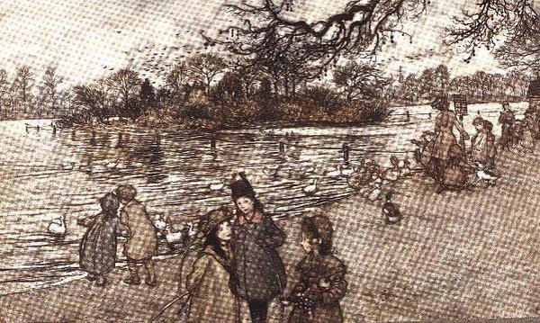 Die Insel, auf der alle Vögel geboren werden, aus Peter Pan in Kensington Gardens von J.M. Barrie, 1906 von Arthur Rackham