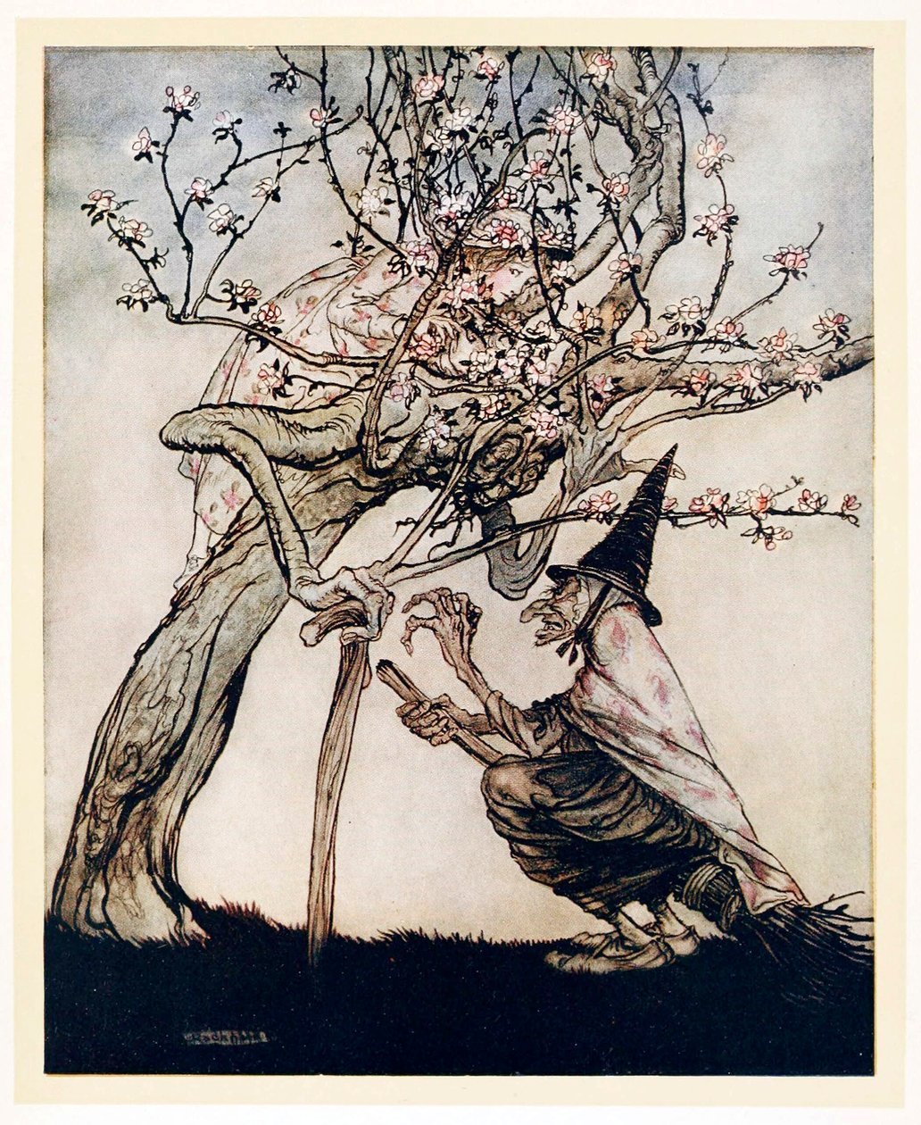Mein Baum! Oh mein Baum! Hast du mein freches kleines Mädchen gesehen, Englische Märchen, veröffentlicht 1922 von Arthur Rackham