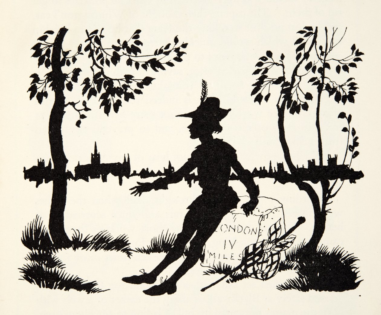 Turn again Whittingon, dreimal Bürgermeister von London, aus The Arthur Rackham Fairy Book, veröffentlicht 1933 von Arthur Rackham