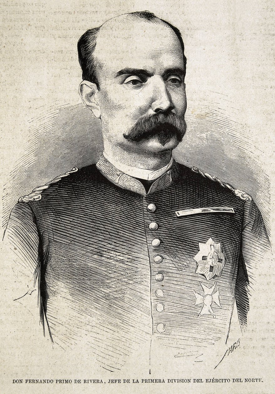PRIMO DE RIVERA, Fernando (1831-1921). Spanischer Militär und Politiker. Fernando Primo de Rivera, der im Dritten Carlistenkrieg kämpfte. Gravur. von Artist Unknown