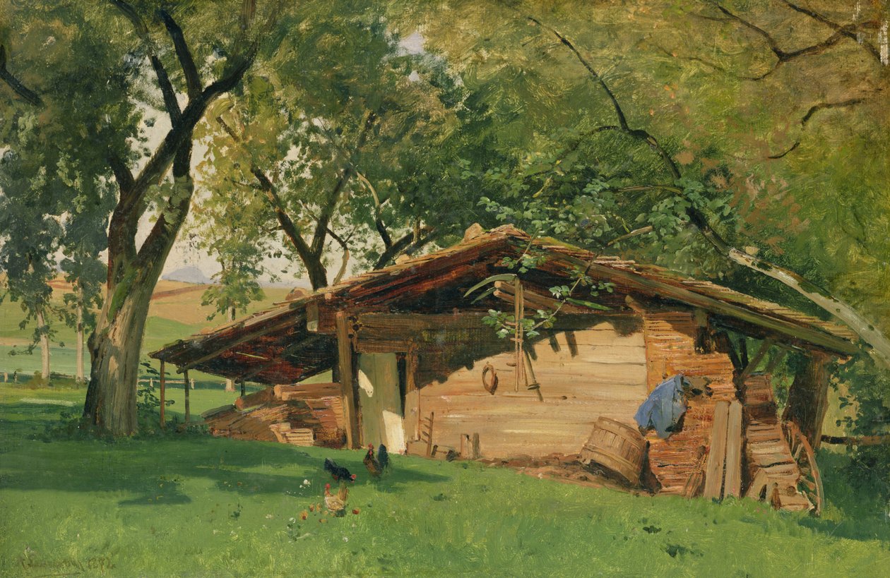 Eine Hütte am Chiemsee, 1872 von Ascan Lutteroth