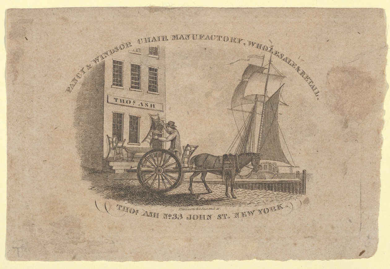 Fancy & Windsor Chair Manufactory, Groß- und Einzelhandel, Thomas Ash, No. 33 John Street, New..., 1817 von Asher Brown Durand