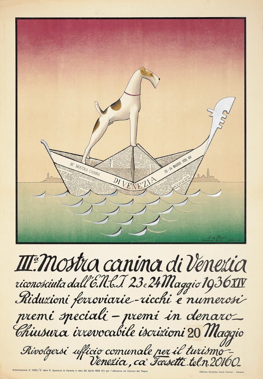 Plakat, das eine Hundeschau in Venedig bewirbt von Astolfo De Maria