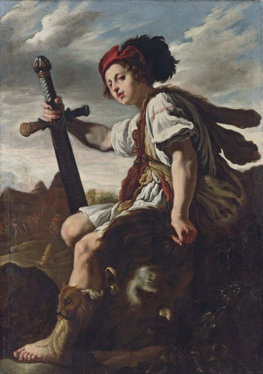 David mit dem Kopf von Goliath von Attributed to Domenico Fetti