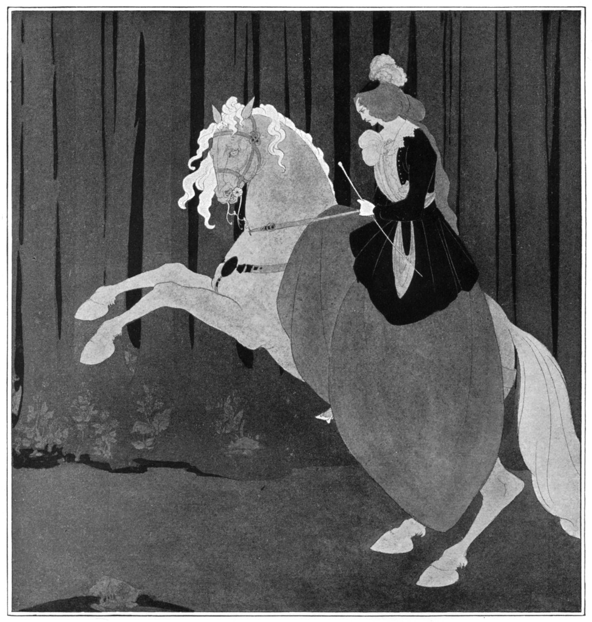 Eine Frau auf einem steigenden Pferd von Aubrey Beardsley