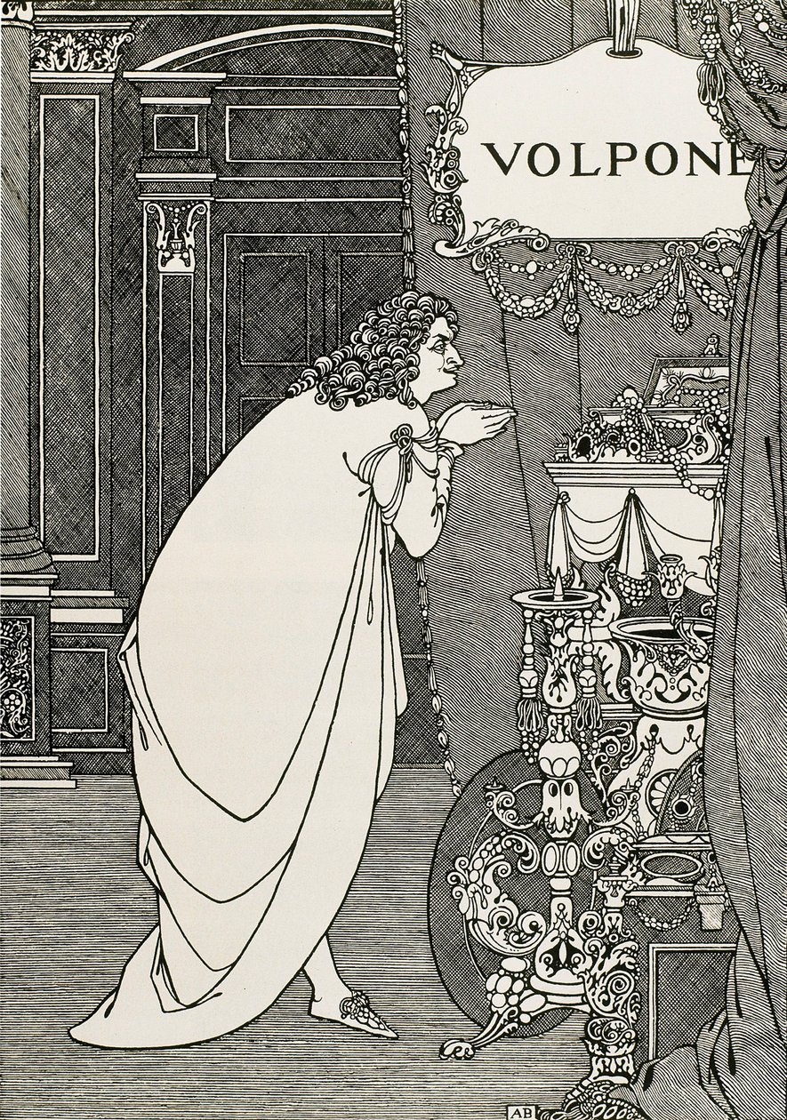 Titelseite von Volpone oder der Fuchs (1609) geschrieben von Ben Johnson von Aubrey Beardsley